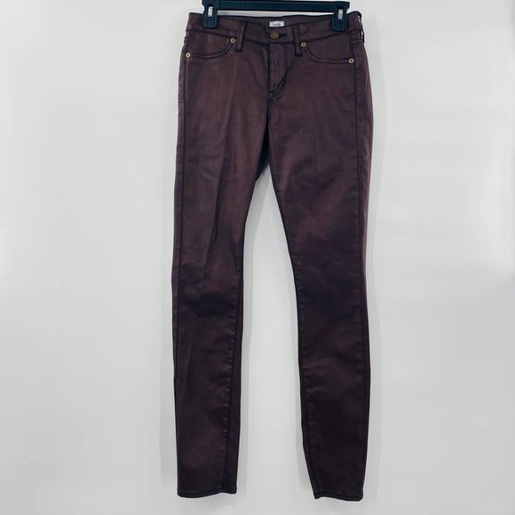 Cachè Deadstock Coated 4 Pocket Wine Skinny Strech Jeans Jegging Size 2 Wet Look - Picture 3 of 15